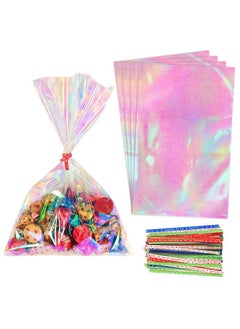 Buy 120Pcs Iridescent Cellophane Treat Bags With Ties 6X9 Inch Holographic Plastic Goody Bags For Candy Party Favors Small Gifts in UAE