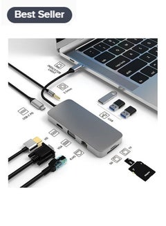 Buy 10-In-1 Fast Charging USB HUB Type C To 4K HDMI Docking Station Grey in Saudi Arabia