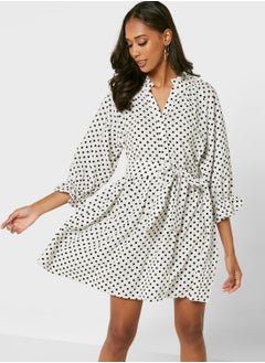 Buy Polka Dot Ruffle Detail Dress in Saudi Arabia