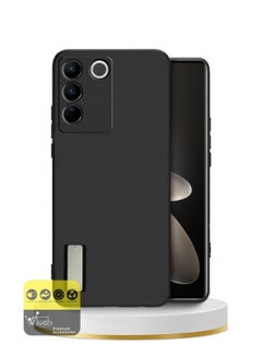 Buy Liquid Silicone Ultra Thin Phone Stylish Case Cover For Vivo V27 2023 Black in Saudi Arabia
