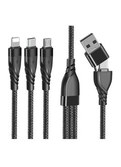 Buy Multi Charger Cable, 1.2M Nylon Braided 5 in 1 Multi USB A/C Fast Charging Cable, with Micro USB Type C Multi Charger Connector, for Apple, Android Galaxy, Huawei, Sony, Kindle LG in UAE