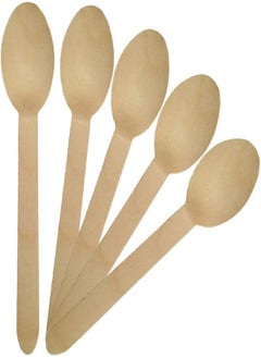 Buy Kmnrb Disposable Bio-Degradable Wooden Spoons, 140 mm, Size 6 Inch 50 Pieces in Egypt