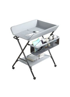 اشتري Baby Diaper Table, Portable Baby Changing Table With Wheels, Folding Diaper Station Nursery Organizer في السعودية