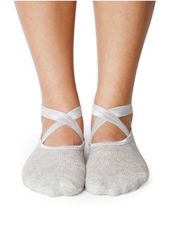 Buy Non-Slip Barre/Yoga/Pilates Socks Light Grey in UAE