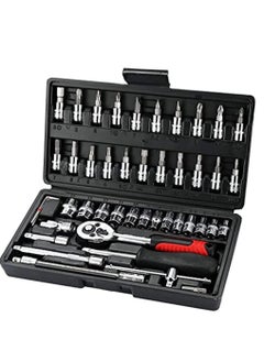 Buy 46Pcs Socket Ratchet Torque Wrench Extension Bar Drill Bits Automobiles Repair Tools Kit Multifunction Repair Hand Tool Kit in UAE