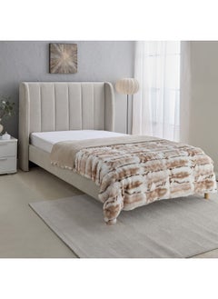 Buy Furlo Sheared Printed Rabbit Fur Double Layer Twin Blanket 220 x 150 cm in UAE