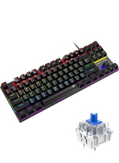 Buy English Arabic Mechanical Gaming Keyboard with RGB LED Rainbow Backlit Quick Response USB Wired E-sport Waterproof 87 Keys Keyboard for Windows/MacOS/Android PC Gamers in Saudi Arabia