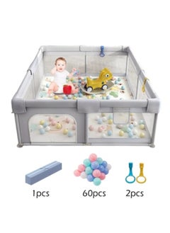 Buy Baby Playpen With Safety Fence,Household Climbing Mat With 60 Sea Balls,Indoor Play Game Fence in UAE