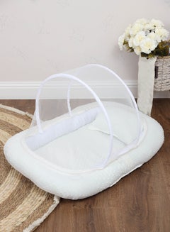 Buy Baby Net Bed with Thick Mattress Mosquito Net with Zip Closure & Neck Pillow for New Born 0-4 Months Babies in Saudi Arabia
