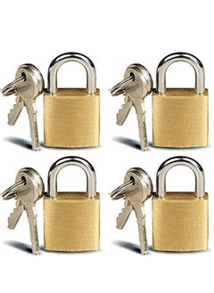 اشتري Set 4 of Mini Brass Padlocks for Luggage, Lockers, Solid Brass Keyed Alike Padlocks في الامارات