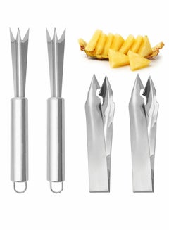 Buy Pineapple Eye Peeler, V-Shaped Gouging Tool Household Stainless Steel Removing Fork Metal Cutter Seed Remover Clip for Home Fruit Store Supermarket in UAE