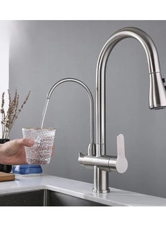 Buy Cloud kitchen faucet with automatic sweetener mixer in matte chrome in Saudi Arabia