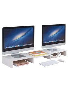 Buy Dual Monitor Stand with 3 Shelf and Length And Angle Adjustable in UAE