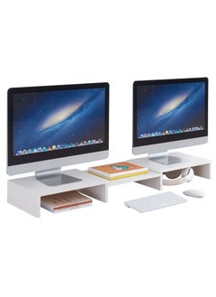 Buy Dual Monitor Stand with 3 Shelf and Length And Angle Adjustable in UAE