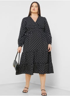 Buy Polka Dot Tiered Midi Dress in Saudi Arabia