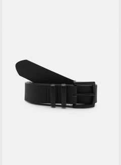 Buy Black leather effect belt with double buckle in Saudi Arabia