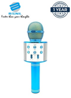 Buy Portable Wireless Handheld Karaoke Microphone With Bluetooth Speaker WS-858 Blue in UAE