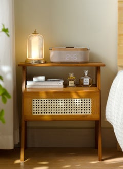 Buy Bedroom Home Log-Style Brown Bedside Table with Single-Layer Drawer Storage 43*31*50CM in Saudi Arabia