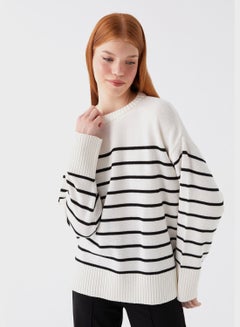 Buy Round Neck Striped Sweater in UAE