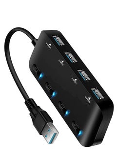 Buy USB 3.0 Hub Ultra-Thin splitter, Super Speed Port Multifunctional Adapter Extension with Individual On/Off Switch, Portable Expansion Data in UAE