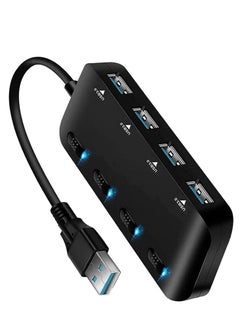 Buy USB 3.0 Hub Ultra-Thin splitter, Super Speed Port Multifunctional Adapter Extension with Individual On/Off Switch, Portable Expansion Data in UAE