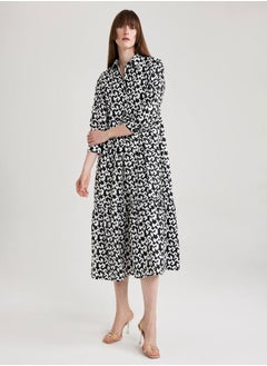 Buy Geometric Print Poplin Shirt Midi Dress in Saudi Arabia