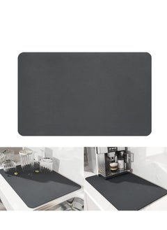 Buy Dish Drying Diatomaceous Earth Mat, Absorbent Drip Protector Drainer, Coffee Bar Pad, Sink Draining Board Mat (24 * 15.75 inch) for Kitchen, Bathroom, Toilet Counter Top– Dark Grey in UAE