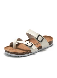 Buy Casual Buckle Sandals Men's Beach Shoes Women's Cork Slippers White in UAE