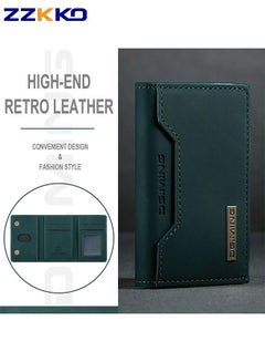 Buy Creative Retro High-Quality PU Wallet Tri-Fold Multi-functional Magnetic Card Holder Wear-Resistant Business Men's Coin Purse in Saudi Arabia