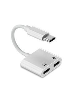 اشتري 2 In 1 Audio And Charging Cable Adapter with USB-C Charge Port 2 in 1 OTG Splitter Live Converter for Android Type-C Input Phones في الامارات