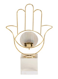 اشتري Hamia Tealight Candle Holder, Gold & White - 16x4 cm في الامارات