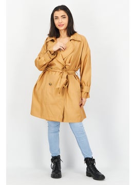 اشتري Women Solid Trench Coat Jacket, Brown في الامارات