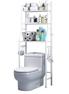 Buy Toilet Storage Rack,3 Tier Over Commode Shelving,No Drilling,Easy To Assemble,High Capacity,Very Sturdy Space-Saving Shelf (WhiteToilet Rack) in UAE