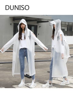 Buy Raincoat For Women Portable EVA Rain Coats With Bag Cover Reusable Rain Poncho with Hood and Sleeves For Cycling Travelling Fishing Hiking Camping in UAE