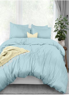 Buy 3 Piece 400 Thread Count 100 % Cotton Solid Color Luxury Queen Duvet Cover Set Includes 1xduvet Cover 90x90 Inch And 2xpillow Cover 20x26 Inch in Saudi Arabia