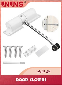 اشتري Automatic Door Closer,Zinc Alloy Safety Spring Door Closer With 4 screws,Adjustable 30 kg Closing Door Hinge,White في السعودية