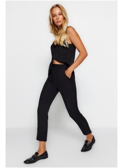 Buy Black Basic Cigarette Slim Leg Woven Trousers in Egypt