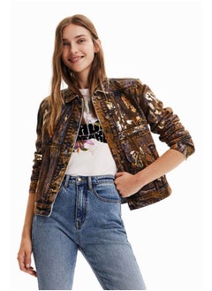 Buy Metallic denim trucker jacket in Egypt