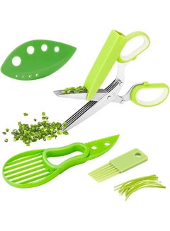 Buy Herb Scissors Set, Multipurpose Kitchen Scissor 5 Blade Herb Shears Cutter with Safety Cover and Cleaning Comb, Sharp Kitchen Shear Scissors for Chopping Basil Chive Parsley Cilantro Vegetables in Saudi Arabia