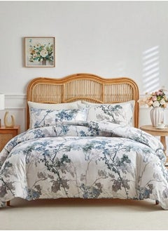 Buy 6 pieces, duvet cover set, tree with blue and grey leaves in UAE