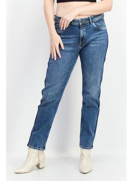 Buy Women Slim Fit Washed Denim Jeans, Blue in UAE