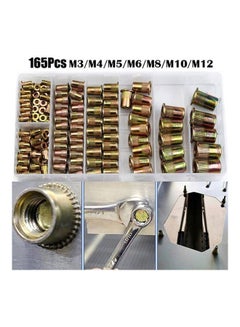 اشتري 165Pcs M3 M4 M5 M6 M8 M10 M12 Thread Metal Nutsert Rivet Nut Set Accessories multicolor 20*10*20cm في السعودية