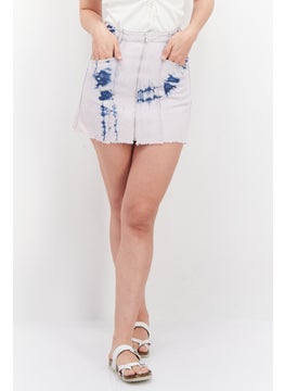 اشتري Women Tie Dye Denim Mini Skirt, Lilac في الامارات