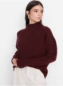 Buy Claret Red Soft Textured Basic Knitwear Sweater TWOAW23KZ00490 in Egypt