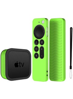Buy Case for 2021 Apple TV 4K Siri Remote Cover, with Silicone Protective TV Box Case for Apple TV 4K 2021, Skin-Friendly/Anti-Slip/Shockproof (Glow Green) in UAE