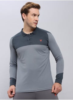 Buy Colorblock Panelled Polo with Long Sleeves in Saudi Arabia