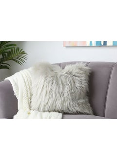 Buy Mongolian Faux Fur Filled Cushion 45x45cm Grey in UAE