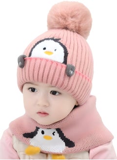 Buy 2 Piece Cartoon Penguin Knitted Winter Hat and Scarf Set for Babies and Toddlers Ages 0 to 4 Years  Warm Knit Beanie and Neck Warmer for Boys and Girls in UAE