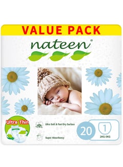 Buy Premium Care Baby Diaper,Size 1 (2-5kg),Newborn,20 Count Diapers,Super Absorbency,Breathable Baby Diapers. in UAE