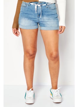 Buy Women Washed Denim Short, Blue in UAE